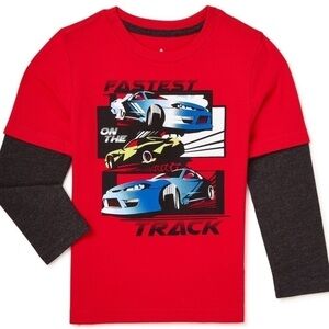 🏁 Garanimals 🏁Fastest On The Track Race Car Red Long Sleeve Shirt Size 10